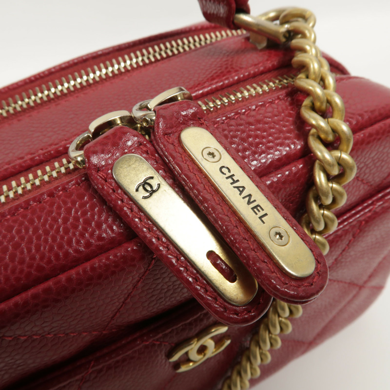 CHANEL 牛皮皮革Top Handle Camera Bag鏈帶肩背袋-16