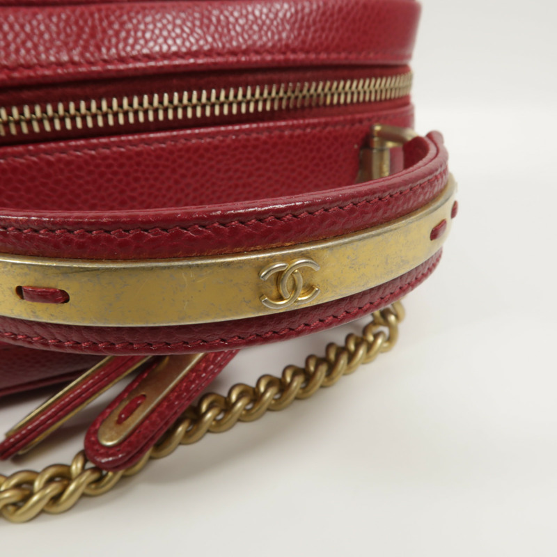 CHANEL 牛皮皮革Top Handle Camera Bag鏈帶肩背袋-17