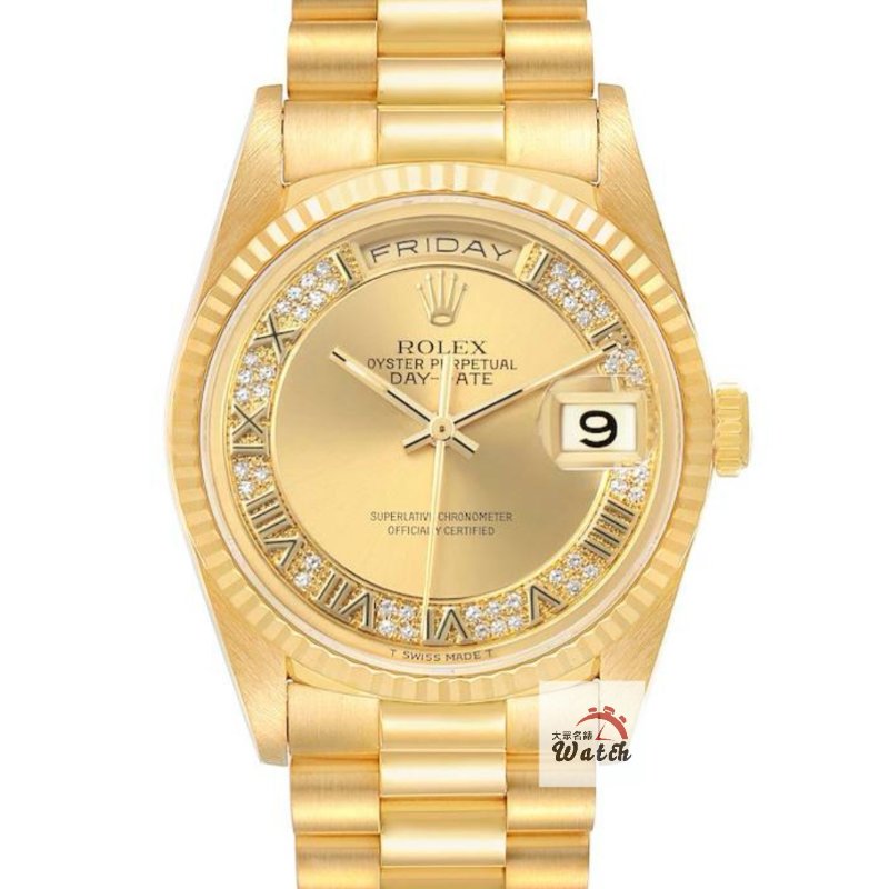 【大眾名錶】ROLEX 勞力士18238 Day-Date 蠔式18K 原廠MR多層鑽面盤 台灣公司貨 全配件 原廠錶帶未整理 大眾名錶B1280-0