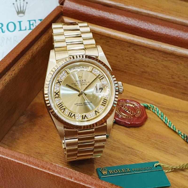 【大眾名錶】ROLEX 勞力士18238 Day-Date 蠔式18K 原廠MR多層鑽面盤 台灣公司貨 全配件 原廠錶帶未整理 大眾名錶B1280-3