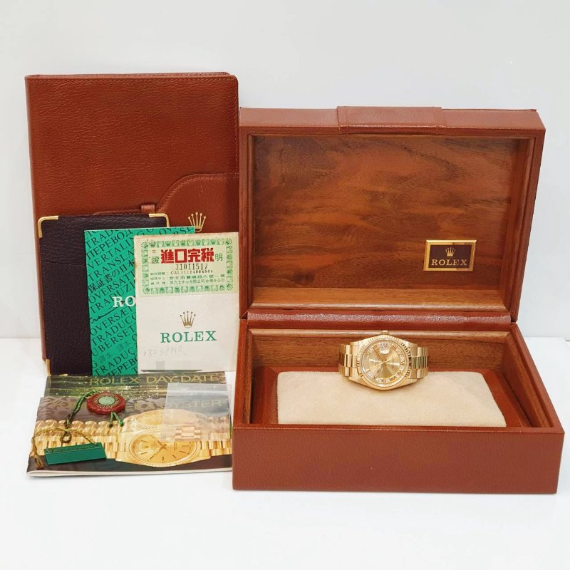 【大眾名錶】ROLEX 勞力士18238 Day-Date 蠔式18K 原廠MR多層鑽面盤 台灣公司貨 全配件 原廠錶帶未整理 大眾名錶B1280-9