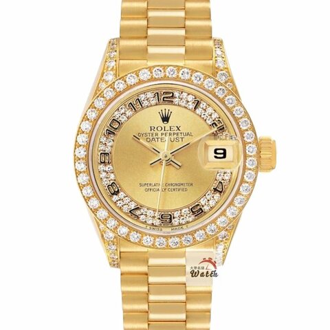 【大眾名錶】ROLEX 勞力士69178 Datejust 蠔式女錶 18K紅蟳 原廠MA多層鑽面盤 後加鑽圈/鑽腳 原廠錶帶未整理 大眾名錶G257