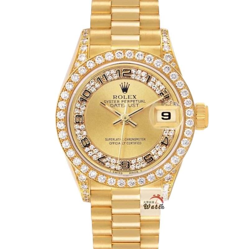 【大眾名錶】ROLEX 勞力士69178 Datejust 蠔式女錶 18K紅蟳 原廠MA多層鑽面盤 後加鑽圈/鑽腳 原廠錶帶未整理 大眾名錶G257-0