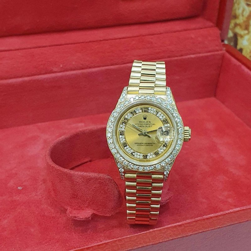 【大眾名錶】ROLEX 勞力士69178 Datejust 蠔式女錶 18K紅蟳 原廠MA多層鑽面盤 後加鑽圈/鑽腳 原廠錶帶未整理 大眾名錶G257-3