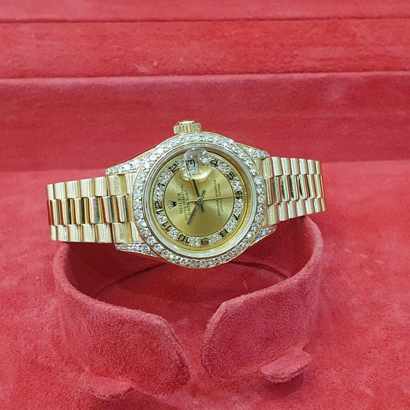 【大眾名錶】ROLEX 勞力士69178 Datejust 蠔式女錶 18K紅蟳 原廠MA多層鑽面盤 後加鑽圈/鑽腳 原廠錶帶未整理 大眾名錶G257-4