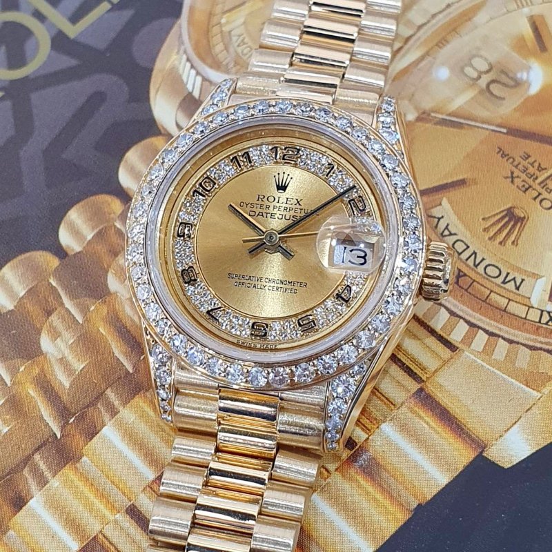 【大眾名錶】ROLEX 勞力士69178 Datejust 蠔式女錶 18K紅蟳 原廠MA多層鑽面盤 後加鑽圈/鑽腳 原廠錶帶未整理 大眾名錶G257-5