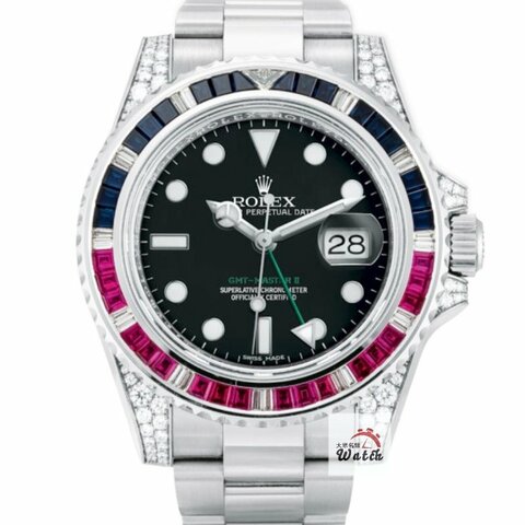 【大眾名錶】ROLEX 勞力士116710LN改116759SARU 2011/06 GMT兩地時區 精鑲紅藍寶石鑽圈/鑽腳 錶徑40mm 自動上鍊 大眾名錶G258