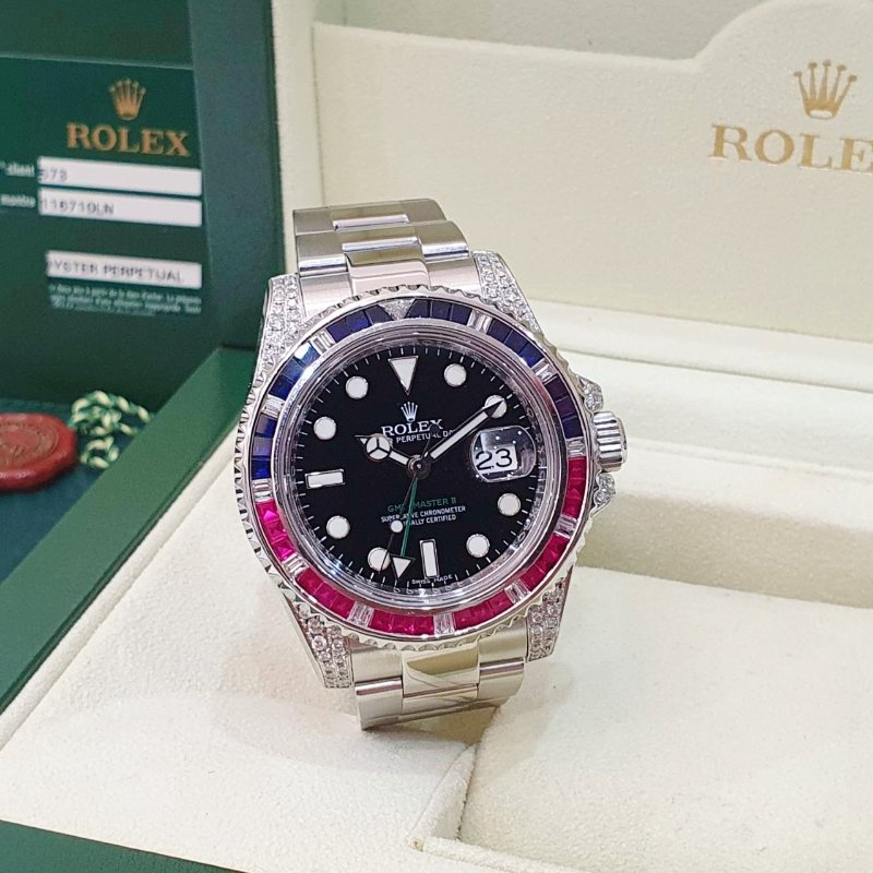 【大眾名錶】ROLEX 勞力士116710LN改116759SARU 2011/06 GMT兩地時區 精鑲紅藍寶石鑽圈/鑽腳 錶徑40mm 自動上鍊 大眾名錶G258-3