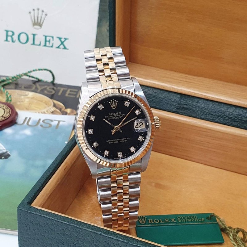 【大眾名錶】ROLEX 勞力士68273 Datejust 蠔式日誌 中型錶款 黑色十鑽面盤 台灣公司貨 錶徑31mm 自動上鍊 大眾名錶G259-1