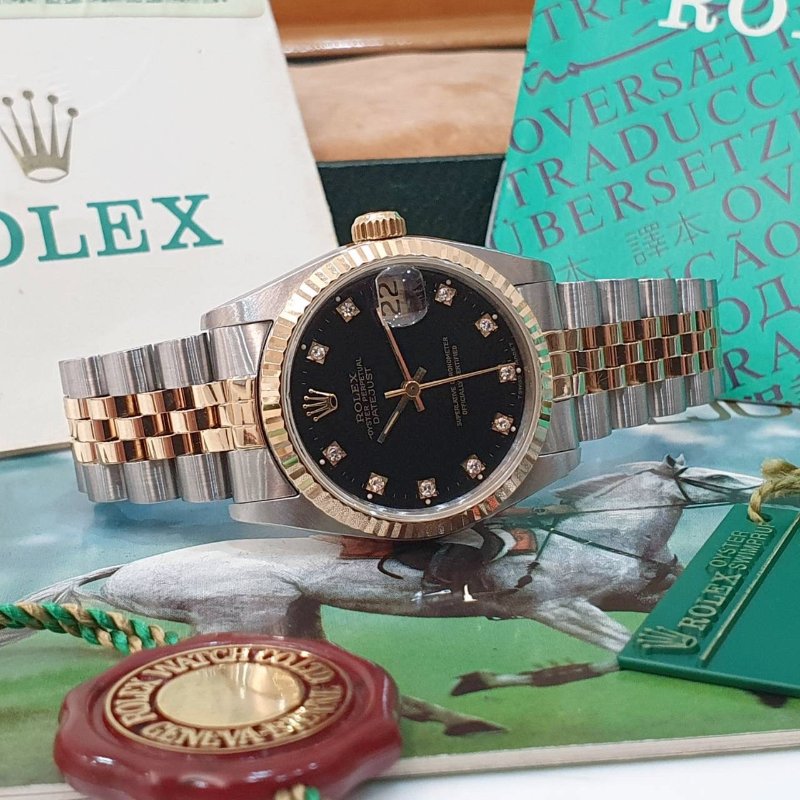 【大眾名錶】ROLEX 勞力士68273 Datejust 蠔式日誌 中型錶款 黑色十鑽面盤 台灣公司貨 錶徑31mm 自動上鍊 大眾名錶G259-4