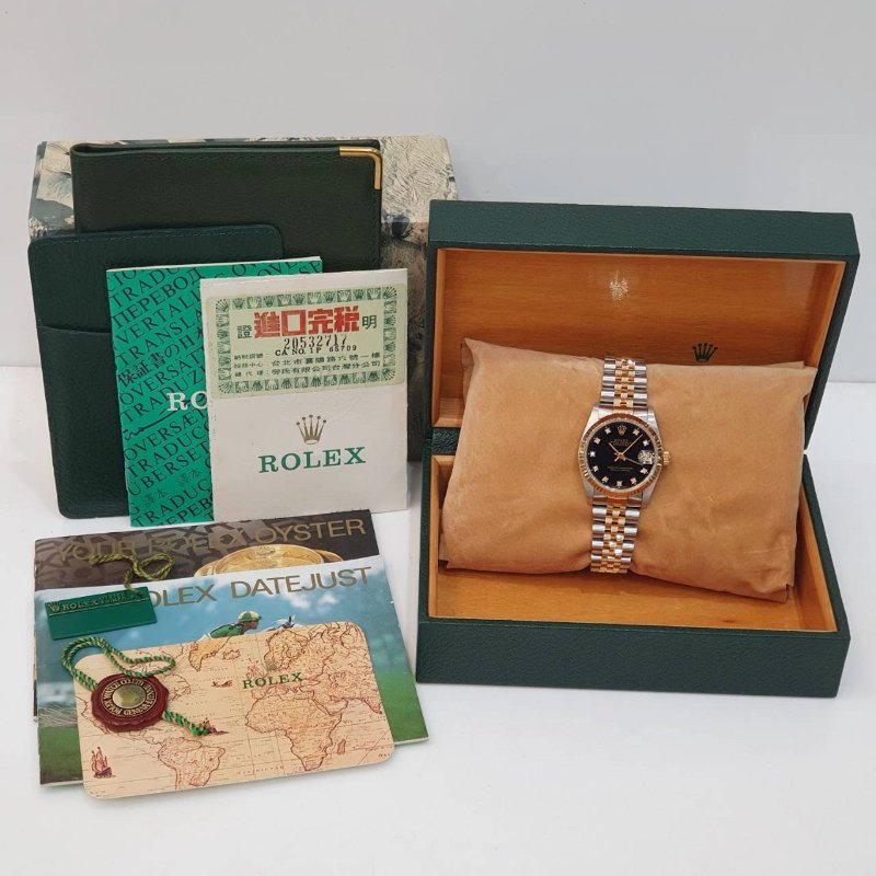 【大眾名錶】ROLEX 勞力士68273 Datejust 蠔式日誌 中型錶款 黑色十鑽面盤 台灣公司貨 錶徑31mm 自動上鍊 大眾名錶G259-9