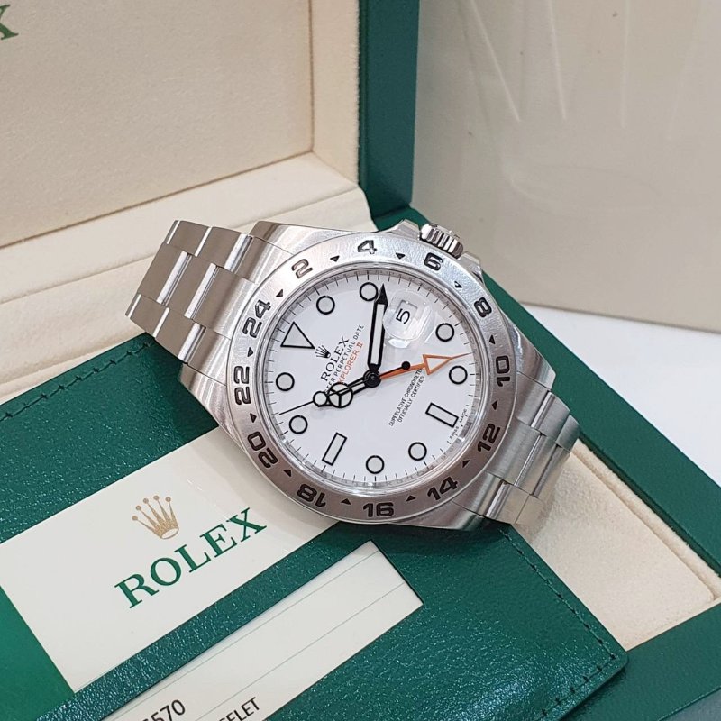 【大眾名錶】ROLEX 勞力士216570 Explorer ll 探險家二號 2017/08 兩地時區功能 白面橘針 錶徑42mm 自動上鍊 大眾名錶G260-2