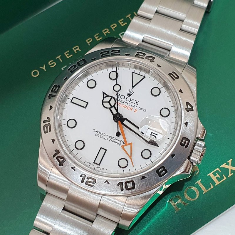 【大眾名錶】ROLEX 勞力士216570 Explorer ll 探險家二號 2017/08 兩地時區功能 白面橘針 錶徑42mm 自動上鍊 大眾名錶G260-5