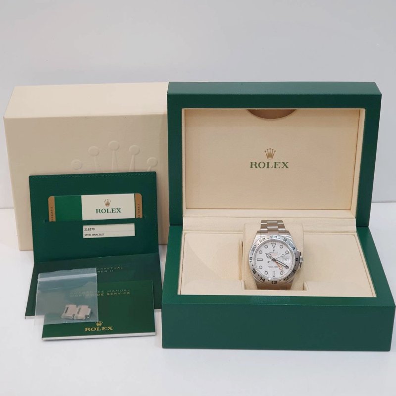 【大眾名錶】ROLEX 勞力士216570 Explorer ll 探險家二號 2017/08 兩地時區功能 白面橘針 錶徑42mm 自動上鍊 大眾名錶G260-9