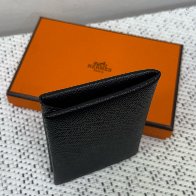 HERMES黑銀CALVI卡包-3