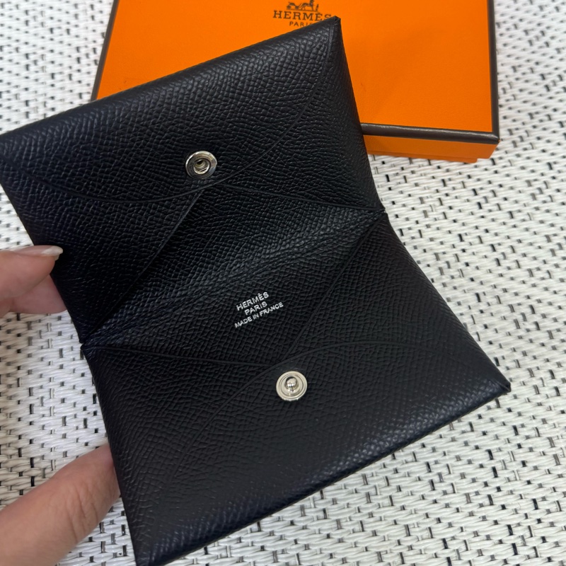 HERMES黑銀CALVI卡包-6