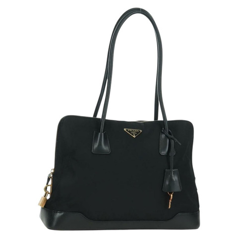PRADA 單肩包 尼龍 金色 黑色 正品 ARZ677V