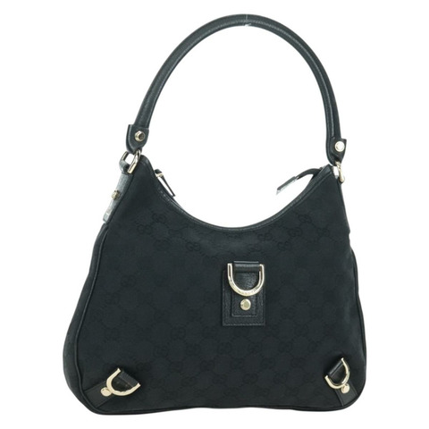 GUCCI GG帆布Abbey單肩包 黑色金色 180738 正品 AMZ541V