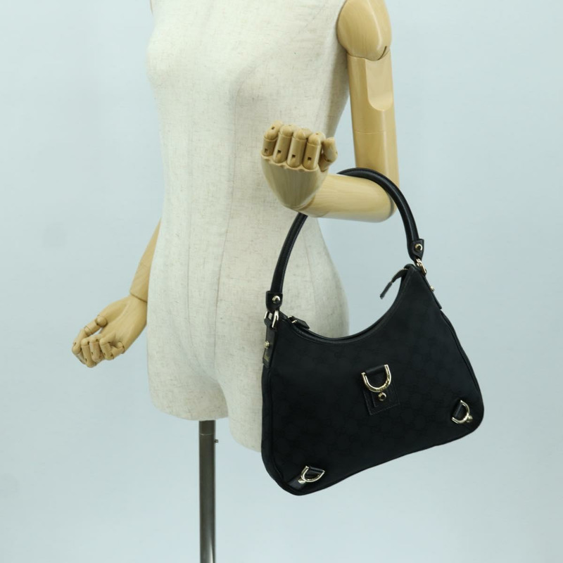 【日本直送】GUCCI GG帆布Abbey單肩包 黑色金色 180738 正品 AMZ541V-23