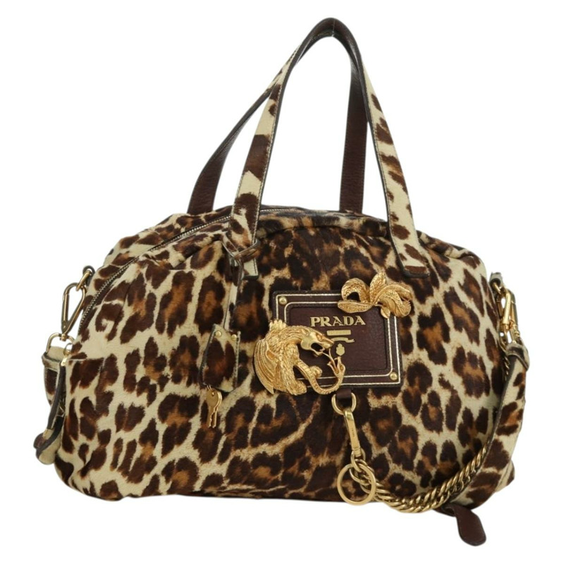 【日本直送】PRADA 手提包 Unborn 小牛皮 2way Brown Auth YKZ564SAV-0