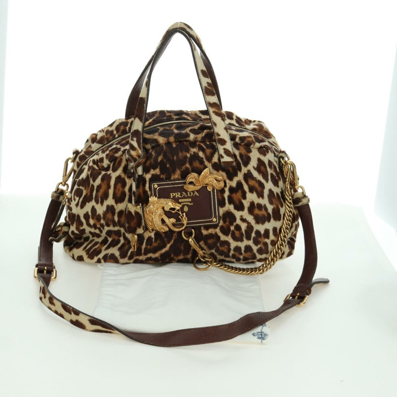 【日本直送】PRADA 手提包 Unborn 小牛皮 2way Brown Auth YKZ564SAV-11