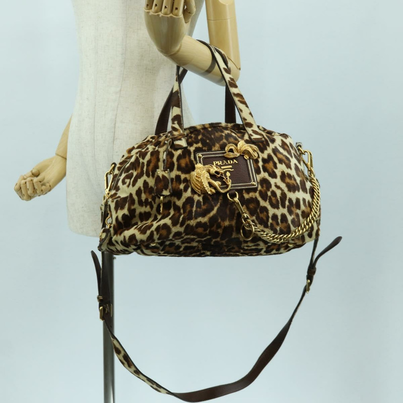 【日本直送】PRADA 手提包 Unborn 小牛皮 2way Brown Auth YKZ564SAV-29