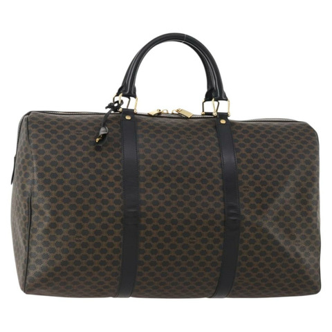 CELINE Macadam帆布波士頓包 PVC皮革 黑色金色 正品 BAZ801V