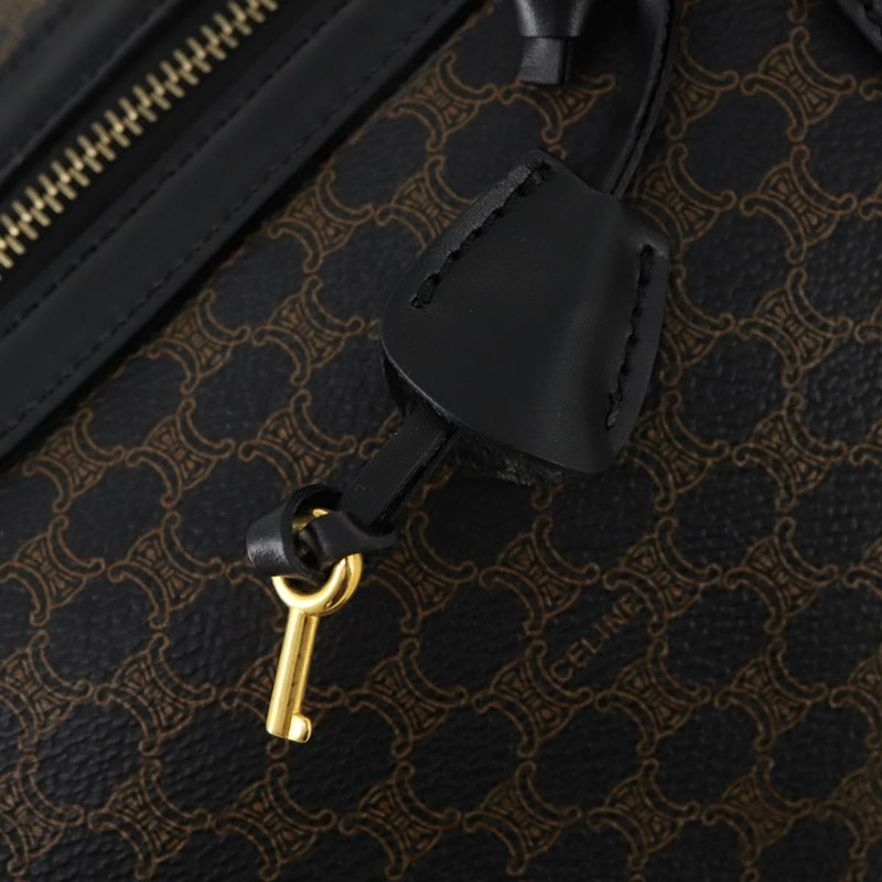 【日本直送】CELINE Macadam帆布波士頓包 PVC皮革 黑色金色 正品 BAZ801V-8