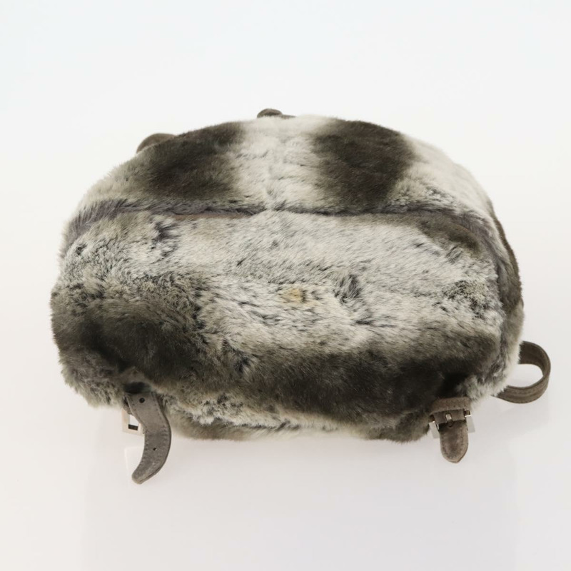 【日本直送】FENDI 皮草米色銀色雙肩包 Auth YKZ827A-4