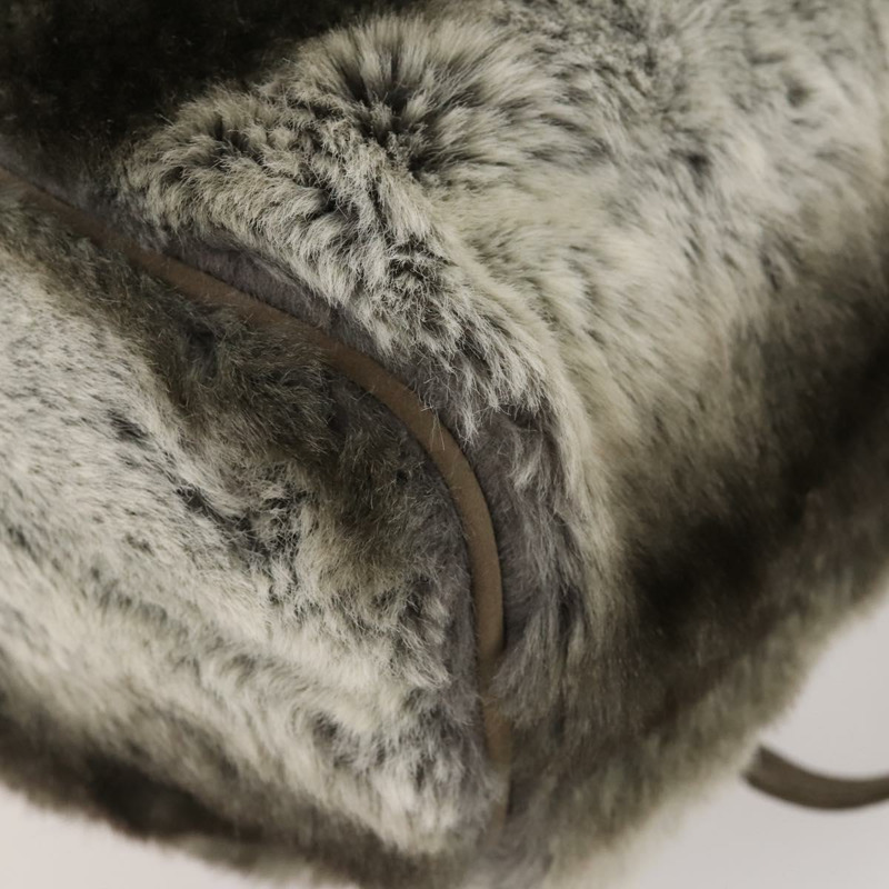 【日本直送】FENDI 皮草米色銀色雙肩包 Auth YKZ827A-14