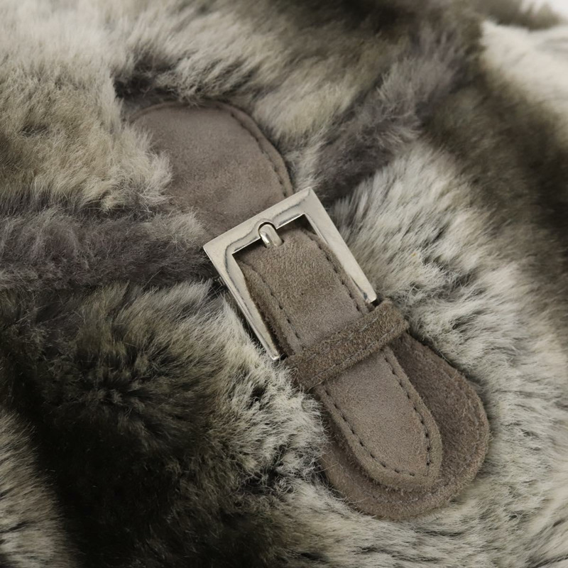 【日本直送】FENDI 皮草米色銀色雙肩包 Auth YKZ827A-19