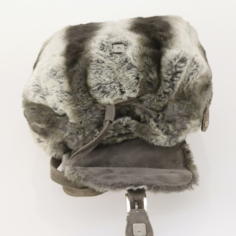 【日本直送】FENDI 皮草米色銀色雙肩包 Auth YKZ827A-21