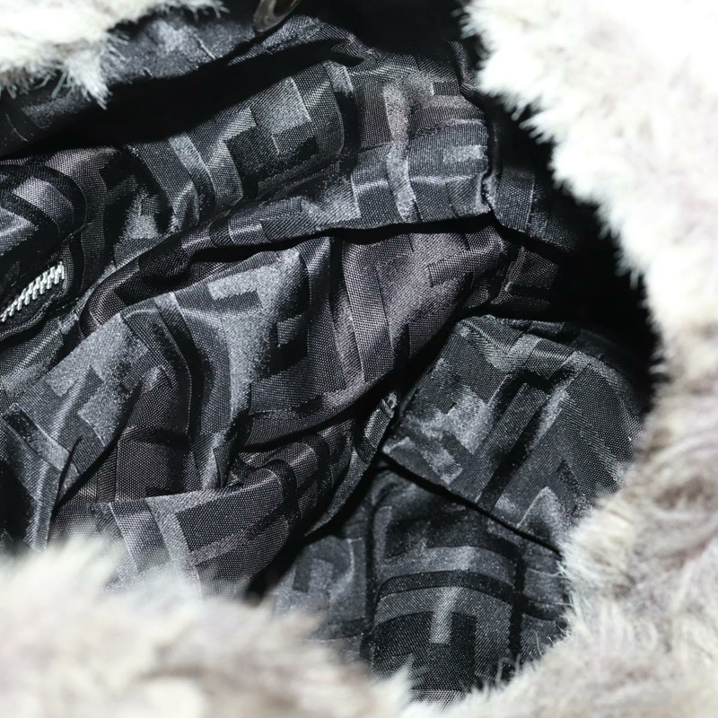 【日本直送】FENDI 皮草米色銀色雙肩包 Auth YKZ827A-22