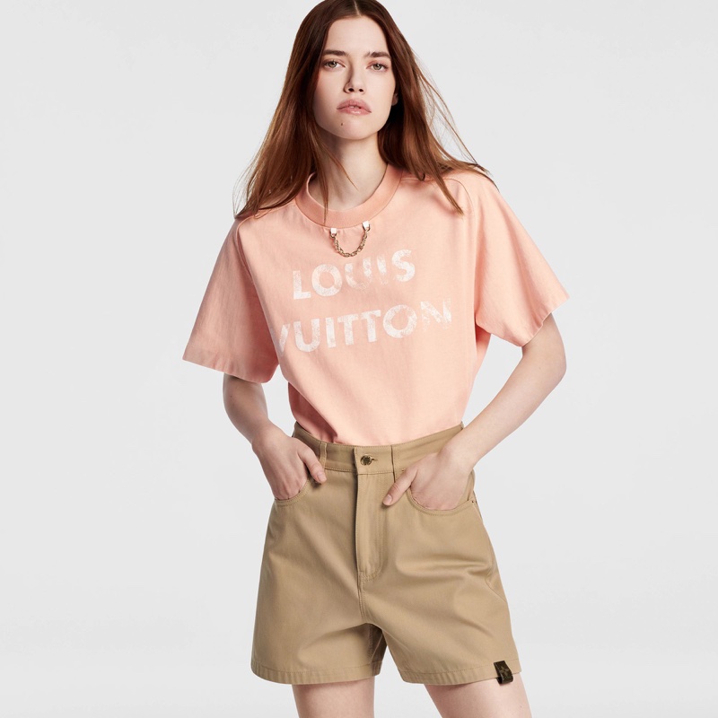 LV粉橘色短袖T恤-1