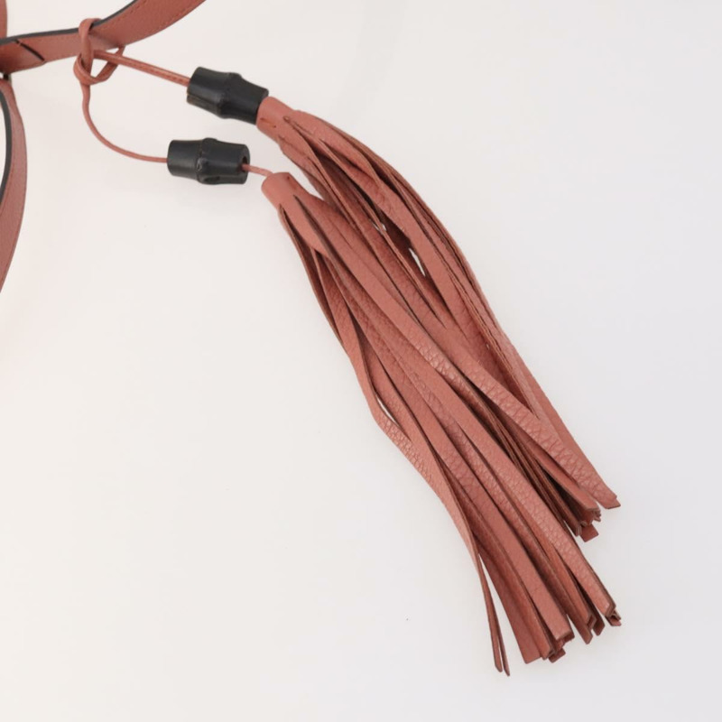 【日本直送】GUCCI 竹節肩背包 皮革 粉紅色 金飾 正品 YKZ1198V-17