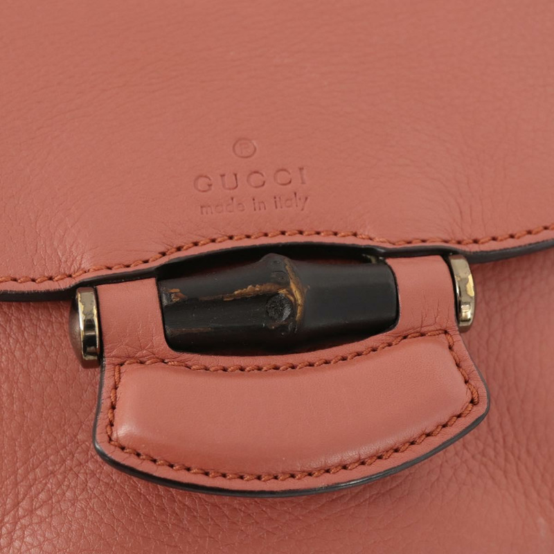 【日本直送】GUCCI 竹節肩背包 皮革 粉紅色 金飾 正品 YKZ1198V-18