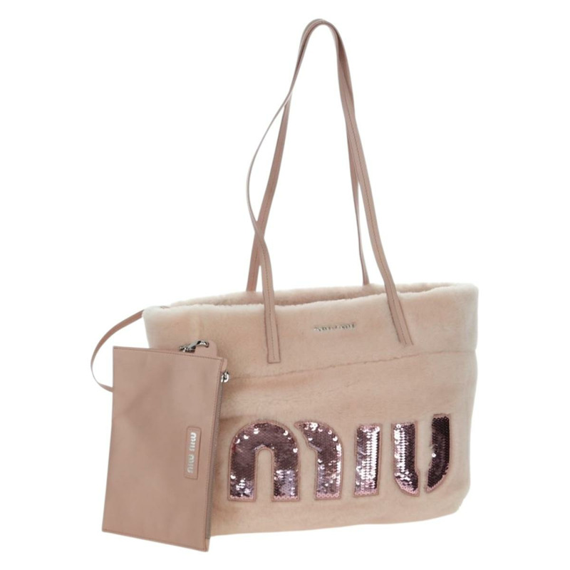 【日本直送】Miu Miu 粉紅銀色毛絨手提包 正品 YKZ989M-0