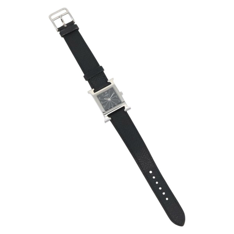 【日本直送】愛馬仕 H-Watch HH1.210 型號腕錶，黑色真皮錶帶，正品編號 174160A-1