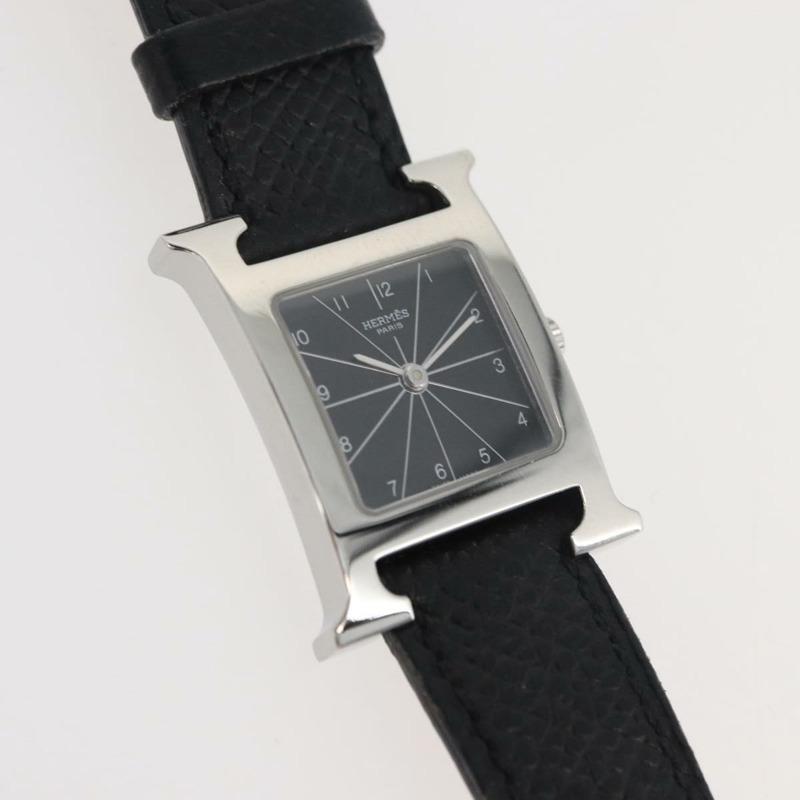【日本直送】愛馬仕 H-Watch HH1.210 型號腕錶，黑色真皮錶帶，正品編號 174160A-4