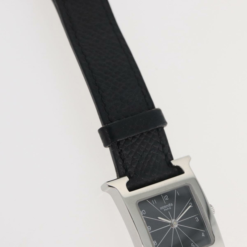 【日本直送】愛馬仕 H-Watch HH1.210 型號腕錶，黑色真皮錶帶，正品編號 174160A-5