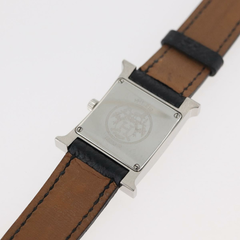 【日本直送】愛馬仕 H-Watch HH1.210 型號腕錶，黑色真皮錶帶，正品編號 174160A-13