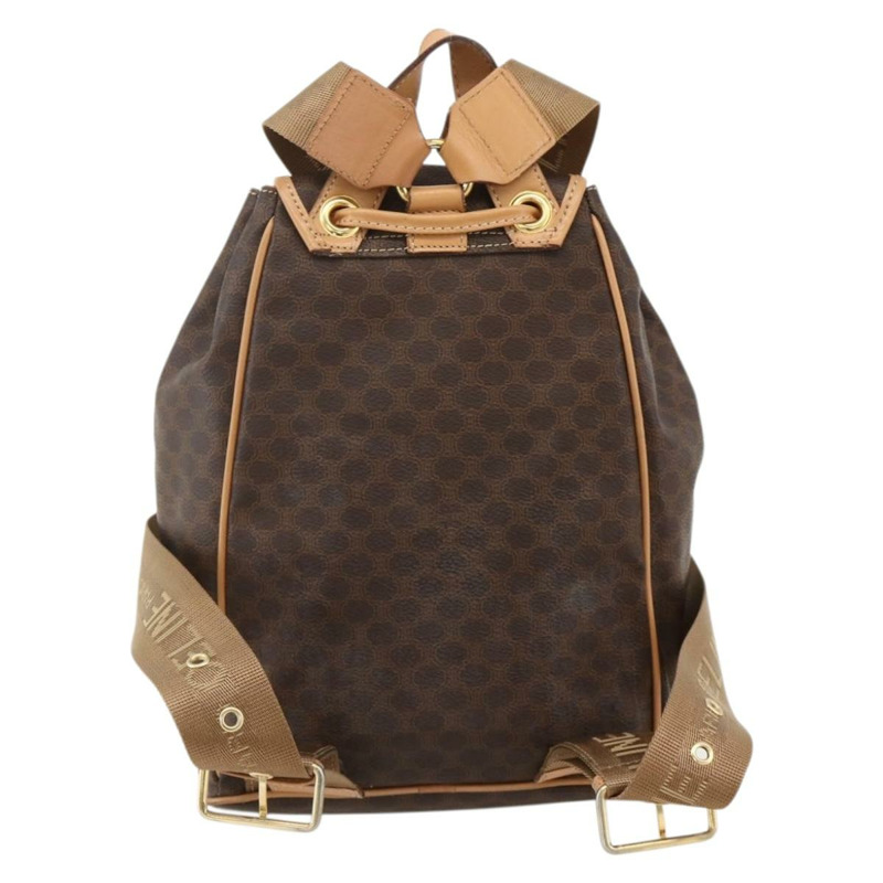 【日本直送】CELINE Macadam帆布雙肩包 PVC皮革 棕色 金色 Auth am11330A-1