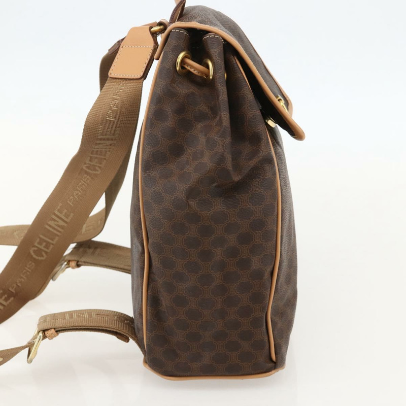 【日本直送】CELINE Macadam帆布雙肩包 PVC皮革 棕色 金色 Auth am11330A-2