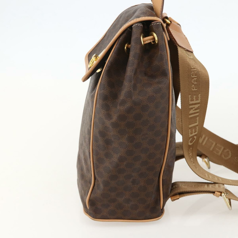 【日本直送】CELINE Macadam帆布雙肩包 PVC皮革 棕色 金色 Auth am11330A-3