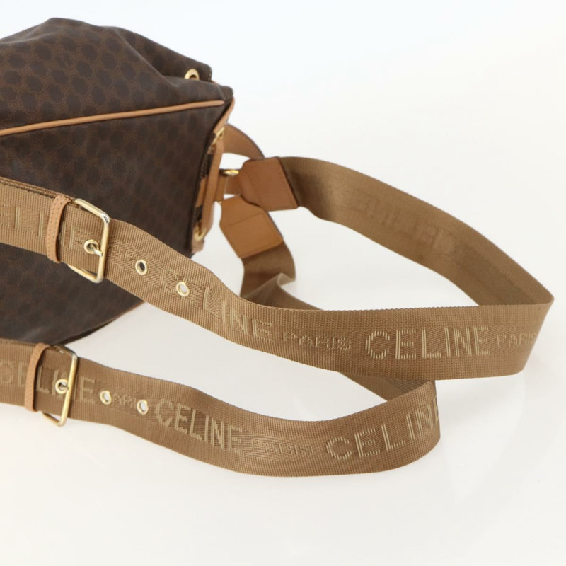 【日本直送】CELINE Macadam帆布雙肩包 PVC皮革 棕色 金色 Auth am11330A-7
