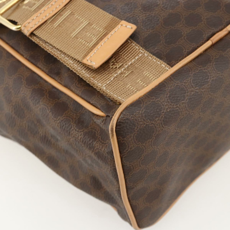 【日本直送】CELINE Macadam帆布雙肩包 PVC皮革 棕色 金色 Auth am11330A-9