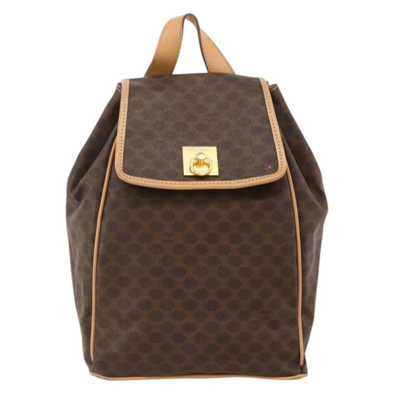 【日本直送】CELINE Macadam帆布雙肩包 PVC皮革 棕色 金色 Auth am11330A-12