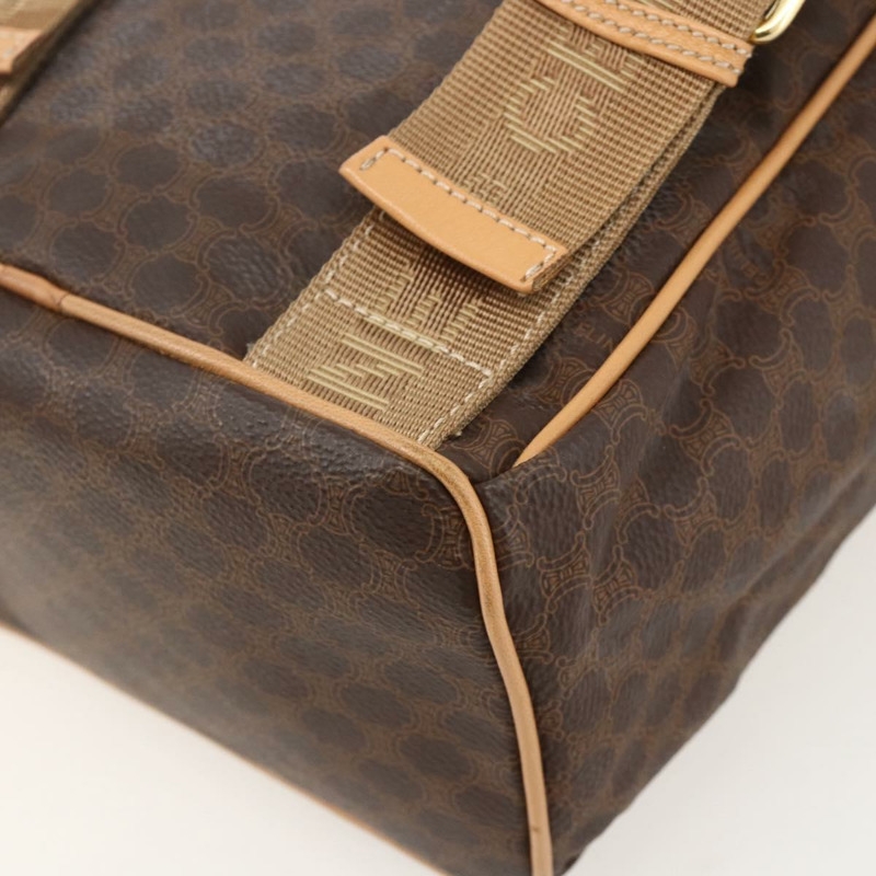 【日本直送】CELINE Macadam帆布雙肩包 PVC皮革 棕色 金色 Auth am11330A-17