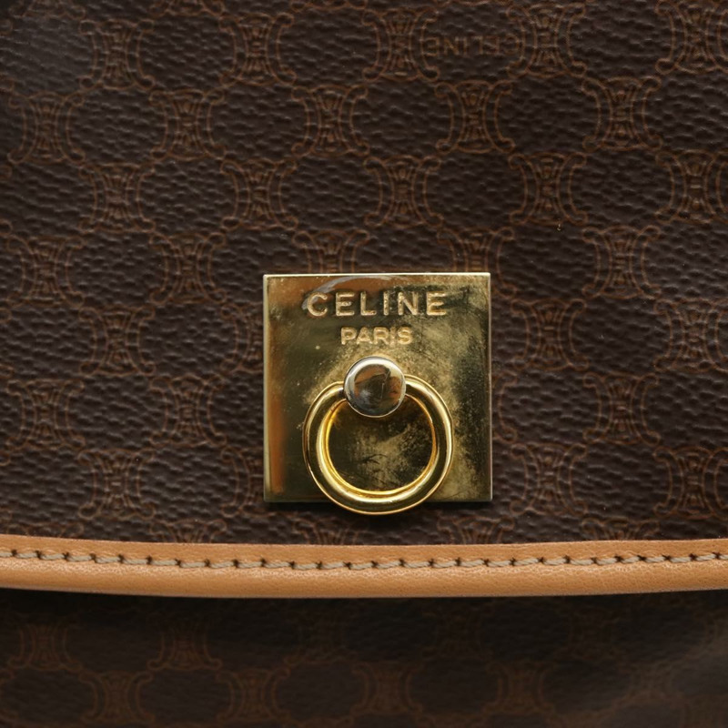 【日本直送】CELINE Macadam帆布雙肩包 PVC皮革 棕色 金色 Auth am11330A-18