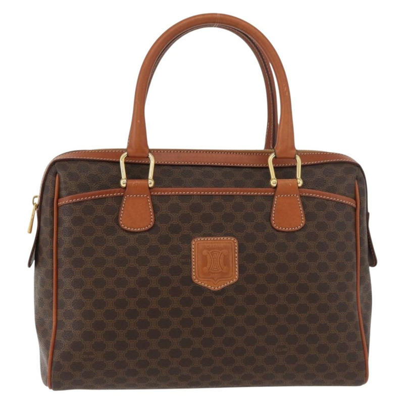 【日本直送】CELINE Macadam帆布迷你波士頓包 PVC皮革 棕色金色 正品 am11293A-12